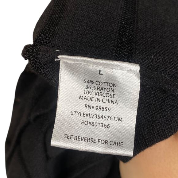 NWT Olive & Oak Black Shadow Stripe Lightweight Pullover Sweater SZ L - Picture 7 of 7